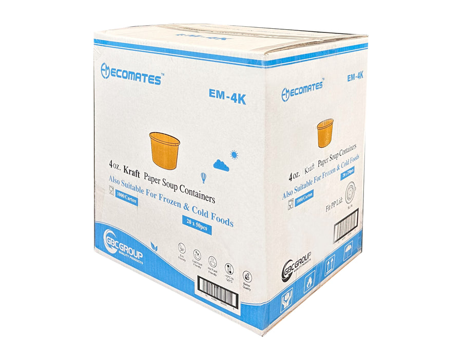 EM-4K    4oz Plain Kraft Paper Containers   (20 x 50 )   1000/CS