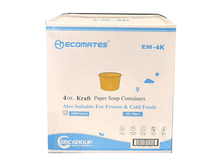 EM-4K    4oz Plain Kraft Paper Containers   (20 x 50 )   1000/CS