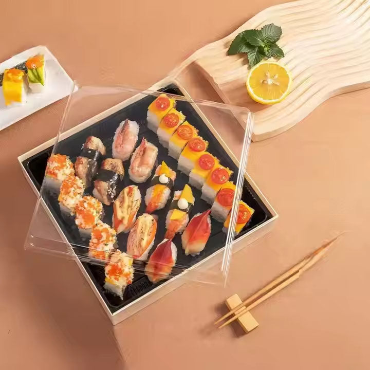 F-240A 240mm x 240mm x50mm Wooden Sushi Boxes ,100Sets