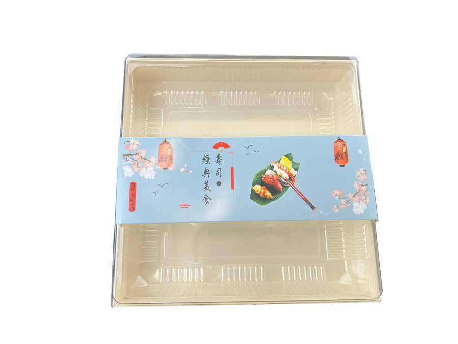 F-270A 270mm x 270mm x50mm Wooden Sushi Boxes.100Sets