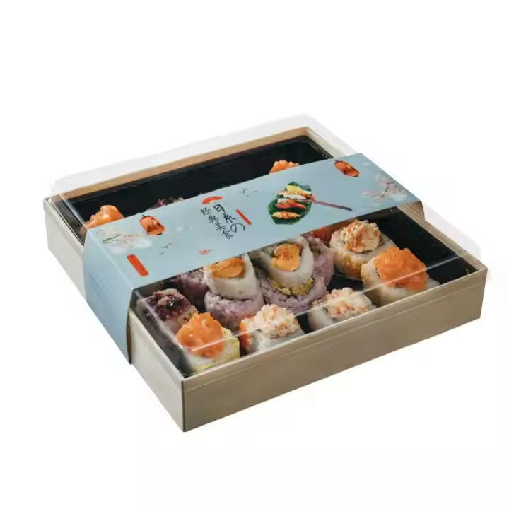 F-270A 270mm x 270mm x50mm Wooden Sushi Boxes.100Sets